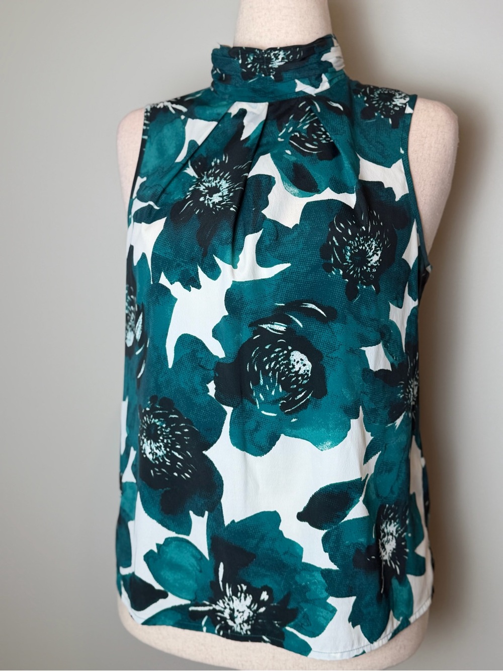 next Teal and Black Floral High-Neck Sleeveless Camisole